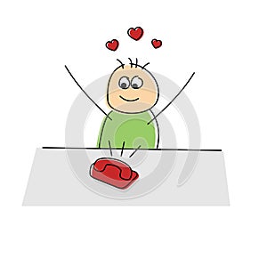 Lovelorn cartoon character rejoicing