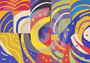 Lovely abstract art with geometrical shape and primary color inspired by Kandinsky and Malevich art, concept, abstract bauhaus and photo