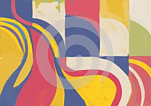 Lovely abstract art with round shapes and square and primary color inspired by Kandinsky and Malevich art, illustration, abstract photo