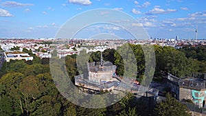 Lovely aerial top view flight drone. Bunker Berlin Mitte Flak Tower Humboldthain