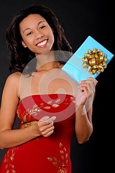 Lovely African American Girl With A Gift