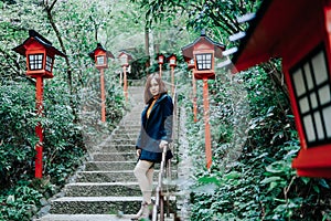 Lovely asain woman at Nanzo-in Temple