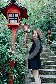 Lovely asain woman at Nanzo-in Temple