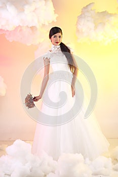 Lovely Asian Beautiful Woman bride white wedding