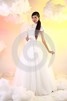 Lovely Asian Beautiful Woman bride white wedding