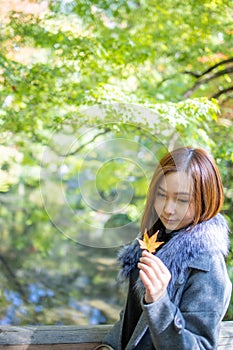 Lovely Asian girl in style of japanese lady with acting