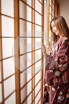 Lovely Asian Girl wearing Yukata japanese