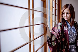 Lovely Asian Girl wearing Yukata japanese