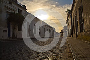 Lovely atmosphere in the streets of Colonia during sunset. Empty