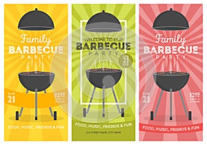 Lovely barbecue party invitation design template set. Trendy BBQ cookout poster design photo