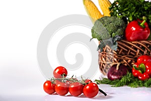 Lovely basket with fresh vegetables