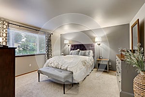 Lovely bedroom with grey accent wall