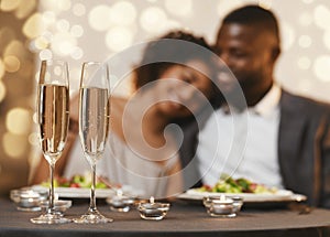 Lovely black couple celebrating St. Valentine`s Day