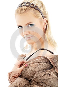 Lovely blond in fur jacket