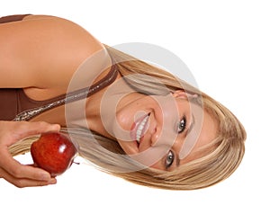 Lovely Blond Girl With an apple