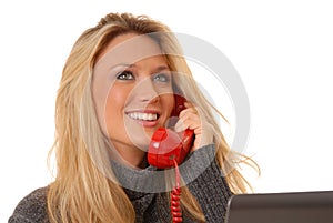 Lovely blond Woman On Telephone