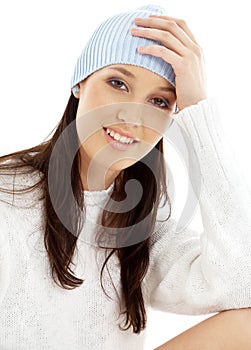 Lovely brunette in winter hat #2