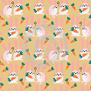 Lovely bunny and carrot seamless pattern vector.