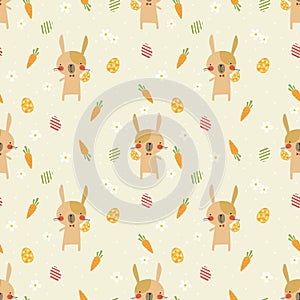 Lovely bunny and Easter egg seamless pattern