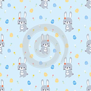 Lovely bunny and Easter egg seamless pattern