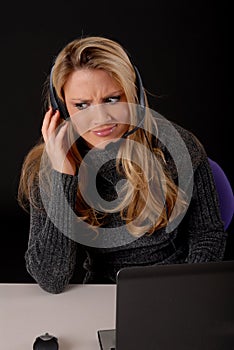 Lovely Business Woman wearing Headset