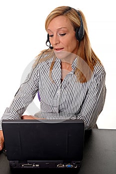 Lovely Business Woman wearing Headset