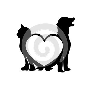 Lovely cat and dog logo icon pet animal illustration vector