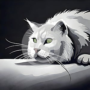 Lovely cat painted in watercolors - ai generate image