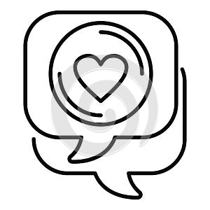 Lovely chat icon outline vector. Love message