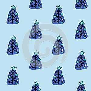 Lovely Christmas and New Year concept seamless pattern for winter holidays ornaments in bright colors. Stylish winter