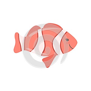 Lovely clown fish, cute sea creature character vector Illustration on a white background