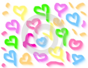 Lovely colorful hearts art on white background