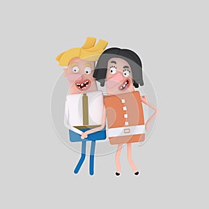 Lovely Couple holding hands. 3D