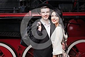 Lovely couple on railway station