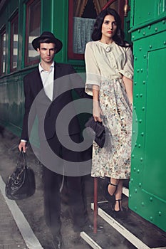 Lovely couple on railway station