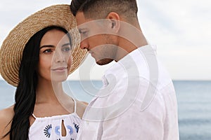 Lovely couple spending time together on beach