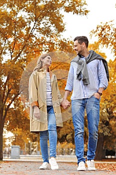 Lovely couple spending time together in park