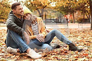 Lovely couple spending time together in park