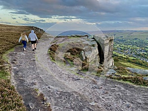 Lovely couple walking in a Peak District National Park, Derbyshire, Uk