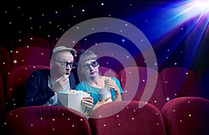 Lovely couple watching 3D movie