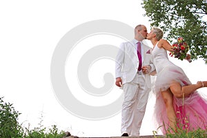 Lovely couple wedding kiss