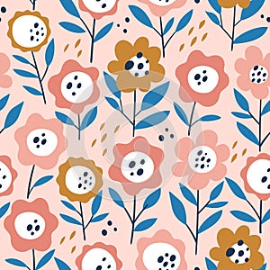 Lovely Daisy Pink Seamless Pattern