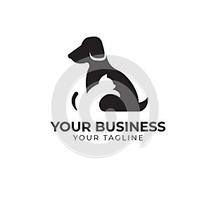 Lovely dog and cat vector logo template