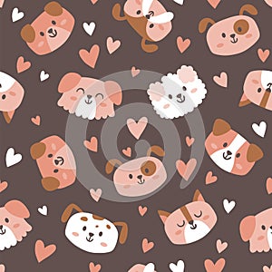 Lovely Dog Heads Seamless Pattern