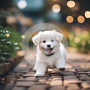 A lovely dog playing happily