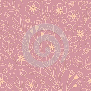 Lovely Doodle Floral Seamless Pattern