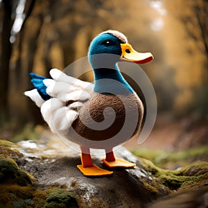 Lovely duck made out of wool - ai generated image