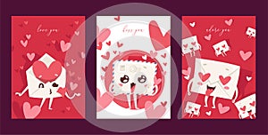 Lovely envelope vector loving mail loved hearted mailed post emoticon mailing love message letter kissing kawaii email