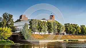 Lovely Europe town Vilnius. River and Gediminas castle visible