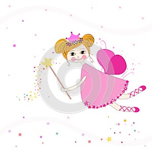 Lovely fairy with stars vector background